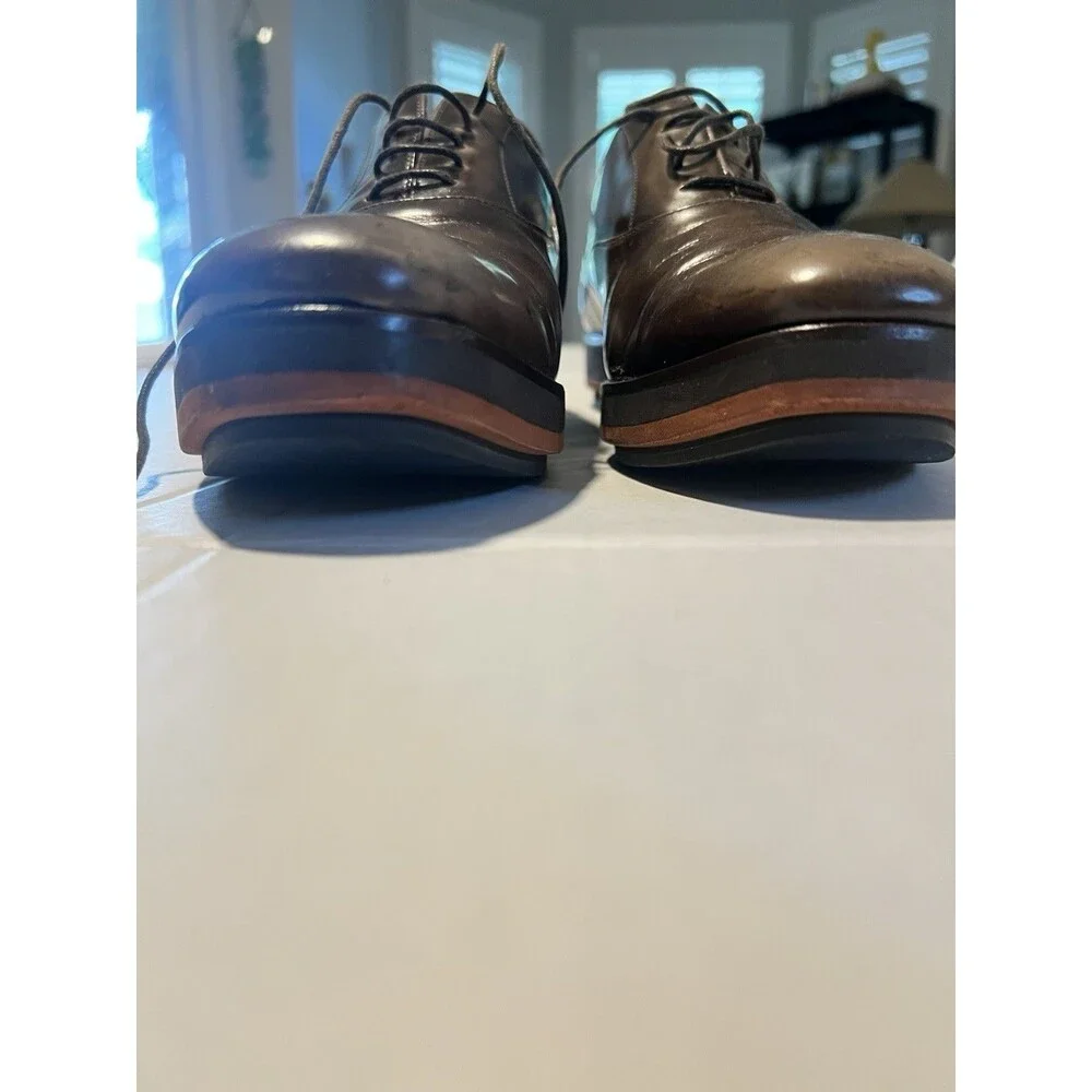Prada leather Shoes Men 10 Brown Lace Oxford - Picture 9 of 12
